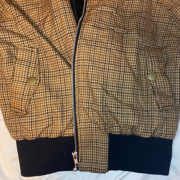 NWT GINGHAM FOREVER 21 BOMBER JACKET W FASHION SCARF-SMALL - Picture 3 of 5